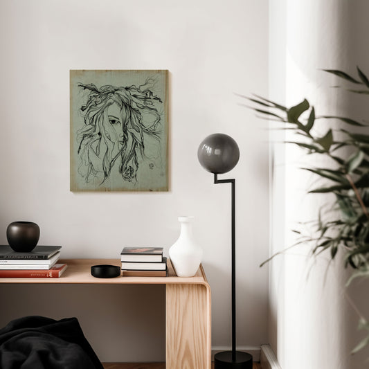 DIVERGENT MIND · print on wood, 40 x 50 cm